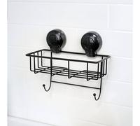 Showerdrape Suctionloc Black Suction Wall Rectangular Basket with Mounting Discs Showerdrape Black
