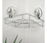 Showerdrape Suctionloc Chrome Steel Suction Wall Mounted Corner Basket
