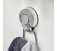 Showerdrape SuctionLoc Chrome Steel Suction Wall Mounted Robe Hook with Mounting Disc