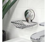 Showerdrape Suctionloc Chrome Steel Suction Wall Mounted Soap Basket