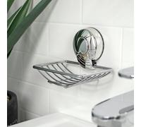 Showerdrape Suctionloc Chrome Steel Suction Wall Mounted Soap Basket