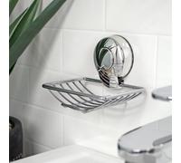 Showerdrape Suctionloc Chrome Steel Suction Wall Mounted Soap Basket in Silver Showerdrape Silver