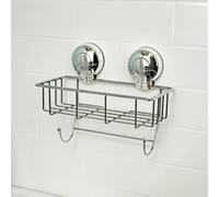 Showerdrape Suctionloc Chrome Steel Suction Wall Mounted Sponge Basket