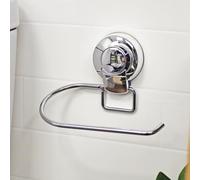 Showerdrape Suctionloc Chrome Steel Suction Wall Mounted Toilet Roll Holder with Mounting Discs