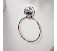 Showerdrape Suctionloc Chrome Steel Suction Wall Mounted Towel Ring