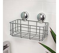 Showerdrape Suctionloc Chrome Suction Wall Mounted Bottle Basket & Mounting Discs in Silver Showerdrape Silver