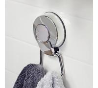 Showerdrape SuctionLoc Chrome Suction Wall Mounted Robe Hook with Mounting Disc in Silver Showerdrape Silver