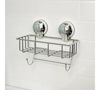 Showerdrape Suctionloc Chrome Suction Wall Mounted Sponge Basket & Mounting Discs in Silver Showerdrape Silver