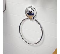 Showerdrape Suctionloc Chrome Suction Wall Mounted Towel Ring with Mounting Discs in Silver Showerdrape Silver
