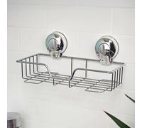 Showerdrape Suctionloc Chrome Suction Wall Rectangular Basket with Mounting Discs in Silver Showerdrape Silver