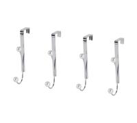 Showerdrape Tahiti Pearl Set of 4 Chrome Over Door Hooks in Metallic Silver Showerdrape Metallic Silver