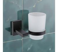 Showerdrape Unity Black Stainless Steel Wall Mounted Frosted Glass Toothbrush Holder Showerdrape Black