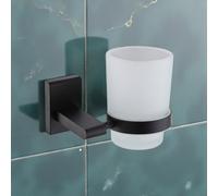 Showerdrape Unity Black Steel & Frosted Glass Wall Mounted Toothbrush Holder