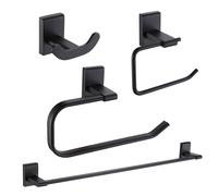 Showerdrape Unity Black Steel Wall Mounted 4 Piece Bathroom Accessory Set Showerdrape Black