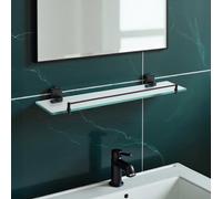 Showerdrape Unity Black Steel Wall Mounted Glass Vanity Shelf 500mm
