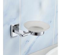 Showerdrape Unity Chrome Stainless Steel & Frosted Glass Wall Mounted Soap Dish in Silver Showerdrape Silver