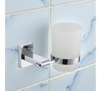Showerdrape Unity Chrome Stainless Steel & Frosted Glass Wall Mounted Toothbrush Holder