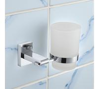 Showerdrape Unity Chrome Stainless Steel & Frosted Glass Wall Mounted Toothbrush Holder in Silver Showerdrape Silver