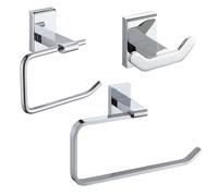 Showerdrape Unity Chrome Stainless Steel Wall Mounted 3 Piece Bathroom Accessory Set in Silver Showerdrape Silver