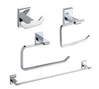 Showerdrape Unity Chrome Stainless Steel Wall Mounted 4 Piece Bathroom Accessory Set
