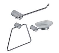 Showerdrape Vitality Chrome Stainless Steel Wall Mounted 3 Piece Bathroom Accessory Set in Metallic Silver Showerdrape Metallic Silver