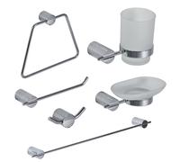 Showerdrape Vitality Chrome Stainless Steel Wall Mounted 6 Piece Bathroom Accessory Set in Metallic Silver Showerdrape Metallic Silver
