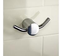 Showerdrape Vitality Chrome Stainless Steel Wall Mounted Double Robe Hook in Silver Showerdrape Silver