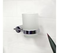 Showerdrape Vitality Chrome Stainless Steel Wall Mounted Frosted Glass Toothbrush Holder in Metallic Silver Showerdrape Metallic Silver