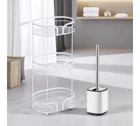 Showerdrape White Bathroom Accessories Set Floor Caddy With Toilet Brush And Holder