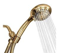 ShowerMaxx, Luxury Spa: ImperialShine Gold Hand Held Shower Head, 4.5 inch 6 Spray Setting Handheld Showerhead with Extra-Long Hose, Experience Comfort and Elegance (Polished Brass/ImperialShine Gold)