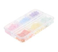 SHOWERORO 1 Case 3D Five-Petal Flower Nail Charms with Pearls Acrylic Floral Nail Decor in 6-Compartment Box for Manicure