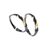SHOWERORO 1 Pair Black Bamboo and Gold Leaf Open Couple Rings Decorative Finger Rings for Valentine'S Day, Adjustable Unisex Simple Jewelry for Lovers