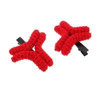 SHOWERORO 1 Pair Knitted Red Angry Hairclip for Bangs Styling - Funny Crochet Hair Accessory Duckbill Barrette for Women’S Live Streaming and Festive Use