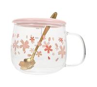 SHOWERORO 1 Set Cherry Blossom Glass Espresso Tea Strainer Cups Thermal Coffee Mug Glass Cups with Lids Glass Tumbler Glass Tea Cups Home Mug Stainless Steel Single Layer Oatmeal Cup