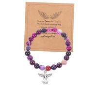 SHOWERORO 1 Set Memorial Stone Beaded Bracelet Set with Card Bereavement for Loss of Loved One Suitable for Women Elegant Remembrance Accessory Purple