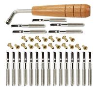 SHOWERORO 1 Set Tuning Pin Nails with L-shape Tuning Wrench Brass Rivets Peg for Fixing Lyre Harp Small Harp Musical Stringed Instrument