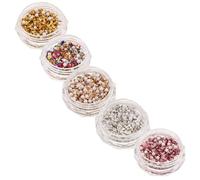 SHOWERORO 10 Boxes Irregular Nail Gems Charms Crushed Stone Rhinestones with Mini Pearls for Manicure Nail Art Decoration Multicolor Mix Including Gold Pale Yellow Silver Pink DIY Craft
