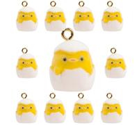 SHOWERORO 10pcs Easter Chicken Pendant Charms for DIY Earrings and Necklaces, Resin and Flocking Material, Sturdy and Do Not Fade, for Teens and Preteen Crafting Accessories