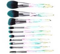 SHOWERORO 10Pcs Makeup Brush Set with Diamond Handles, Gradient, Black-Base Blue Synthetic Bristles, Foundation Blush Eye Shadow Brushes for Professional Cosmetic Application and Travel Use