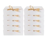 SHOWERORO 10pcs White Cardboard Proposal Boxes with Ribbon for Bridesmaid, 350g Paper Packaging Boxes with Lids, Wedding and Party Present Storage Cases