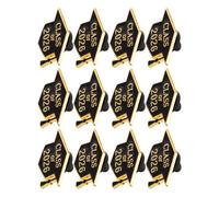 SHOWERORO 12pcs Graduation Cap Brooch Pins Set Black Enamel Doctoral Hat Lapel Pins for Students and Teachers Graduation Party Favors for Bags Clothes Hats 2026 Season Accessories