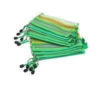 SHOWERORO 12pcs Rainbow Stripes Pencil Case Zipper Nylon Mesh Storage Bag for Office Travel Toiletries Case