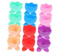 SHOWERORO 12pcs Silicone Egg Storage Holder Mixed Colour Egg Cup Holders Decorative Stand for Boiled Easter Tableware