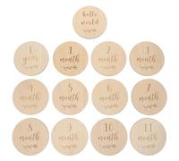 SHOWERORO 13pcs Growth Cards Monthly Announcement Wooden Discs for Photography Natural Design and Pregnancy Announcements