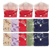 SHOWERORO 15 Pcs Chinese Style Jewelry Pouch Set with Drawstring Closure, Brocade Cloth Storage Bags for Bracelet, Pendant, and Coin Purse Packaging