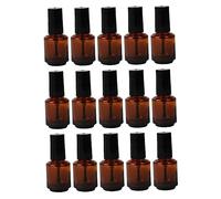 SHOWERORO 15pcs Tea-colored Glass Nail Polish Bottles with Brush Screw Cap Refillable DIY Nail Art Containers for Travel and Gel Polish Storage