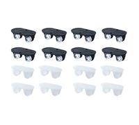 SHOWERORO 16 Pcs Self-Adhesive Sticky Casters Set for Storage Boxes, One-Way Plastic Case Wheels with Black and White Colors, Household Pulley Kit for Home Organization and Mobility
