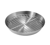 SHOWERORO 16Cm Thickened Stainless Steel BBQ Griddle Pan with Oil Drain, High Temperature Resistant Multi-Purpose Outdoor Cooking Tray for Picnic and Grilling