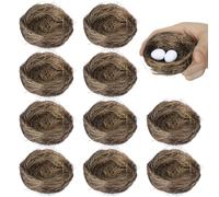 SHOWERORO 16pcs Artificial Bird Nest Set, 7cm Brown Moss Landscape Decor, Realistic Bird Nest Ornaments for Crafts, Photo Props, and Small Pet Birdcage Accessories