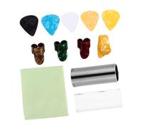 SHOWERORO 1set Guitar Accessories Slide Kit Glass and Metal Slides Plastic Picks Finger Covers and Cleaning Cloth for Enhanced Performance